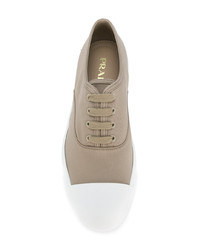 beige Segeltuch niedrige Sneakers von Prada