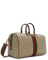 beige Segeltuch Sporttasche von Gucci