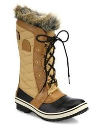 beige Segeltuchwinterschuhe