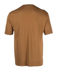 beige Seide T-Shirt mit einem Rundhalsausschnitt von PT TORINO