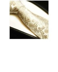 beige Seidekrawatte mit Paisley-Muster von Paul Malone