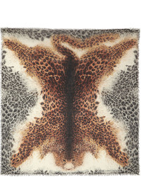 beige Seideschal mit Leopardenmuster von Alexander McQueen