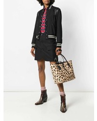 beige Shopper Tasche aus Leder mit Leopardenmuster von Coach
