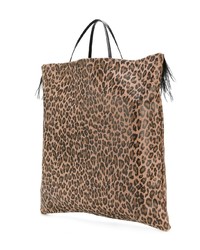 beige Shopper Tasche aus Leder mit Leopardenmuster von Danielapi