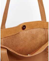 beige Shopper Tasche aus Leder von Asos