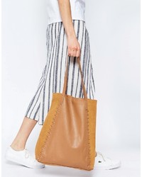 beige Shopper Tasche aus Leder von Asos