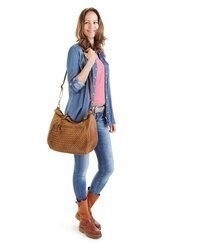 beige Shopper Tasche aus Leder von SAMANTHA LOOK