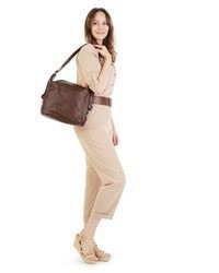 beige Shopper Tasche aus Leder von SAMANTHA LOOK