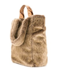 beige Shopper Tasche aus Pelz von Unreal Fur