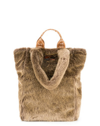 beige Shopper Tasche aus Pelz von Unreal Fur