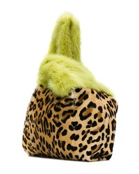 beige Shopper Tasche aus Segeltuch mit Leopardenmuster von Simonetta Ravizza