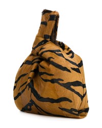 beige Shopper Tasche aus Segeltuch mit Leopardenmuster von Simonetta Ravizza