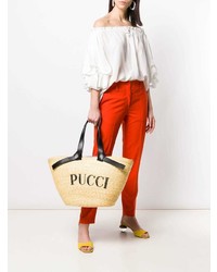 beige Shopper Tasche aus Stroh von Emilio Pucci