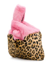 beige Shopper Tasche aus Wildleder mit Leopardenmuster von Simonetta Ravizza