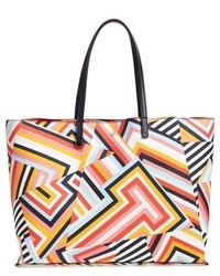 beige Shopper Tasche mit geometrischem Muster