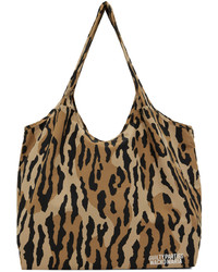 beige Shopper Tasche mit Leopardenmuster