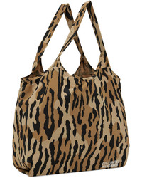 beige Shopper Tasche mit Leopardenmuster von Wacko Maria