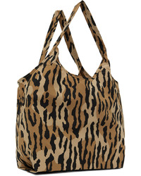 beige Shopper Tasche mit Leopardenmuster von Wacko Maria