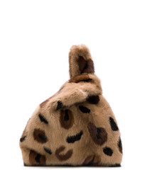 beige Shopper Tasche mit Leopardenmuster von Simonetta Ravizza