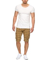 beige Shorts mit Schottenmuster von INDICODE