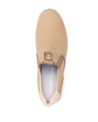 beige Slip-On Sneakers aus Leder von Timberland