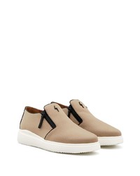 beige Slip-On Sneakers aus Segeltuch von Giuseppe Zanotti