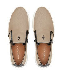 beige Slip-On Sneakers aus Segeltuch von Giuseppe Zanotti