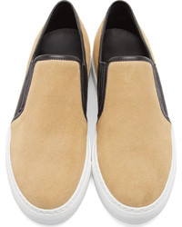 beige Slip-On Sneakers aus Wildleder von Balmain