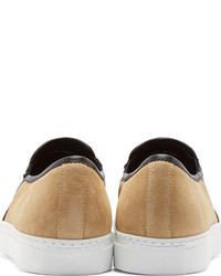 beige Slip-On Sneakers aus Wildleder von Balmain