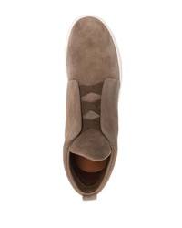 beige Slip-On Sneakers aus Wildleder von Ermenegildo Zegna