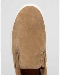 beige Slip-On Sneakers aus Wildleder von Fred Perry