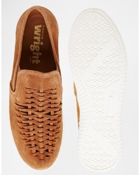 beige Slip-On Sneakers aus Wildleder von Frank Wright