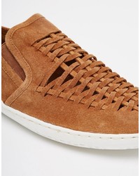 beige Slip-On Sneakers aus Wildleder von Frank Wright