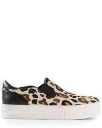 beige Slip-On Sneakers mit Leopardenmuster von Ash