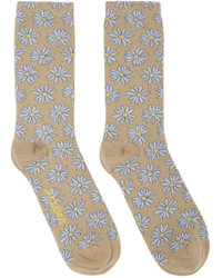 beige Socken mit Blumenmuster