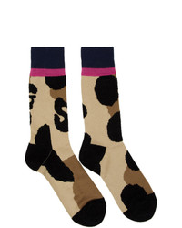 beige Socken mit Leopardenmuster