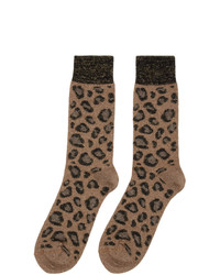 beige Socken mit Leopardenmuster von Versace
