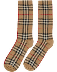 beige Socken mit Schottenmuster von Burberry