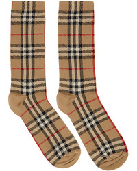 beige Socken mit Schottenmuster von Burberry