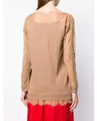 beige Spitze Pullover mit einem Rundhalsausschnitt von Twin-Set