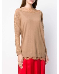 beige Spitze Pullover mit einem Rundhalsausschnitt von Twin-Set