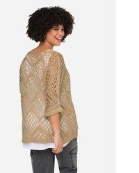 beige Strick Oversize Pullover von Angel of Style