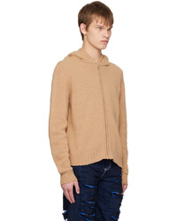 beige Strick Pullover mit einem Kapuze von Palm Angels