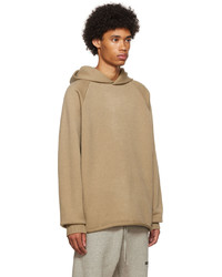 beige Strick Pullover mit einem Kapuze von Essentials