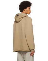 beige Strick Pullover mit einem Kapuze von Essentials