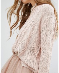 beige Strick Pullover von Pull&Bear