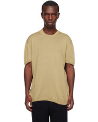 beige Strick Seide T-Shirt mit einem Rundhalsausschnitt