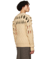 beige Strick Strickjacke von Isa Boulder