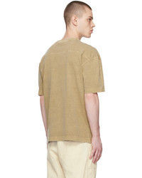 beige Strick T-Shirt mit einem Rundhalsausschnitt von BOSS