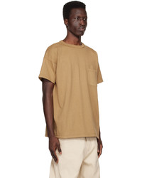 beige Strick T-Shirt mit einem Rundhalsausschnitt von Taiga Takahashi